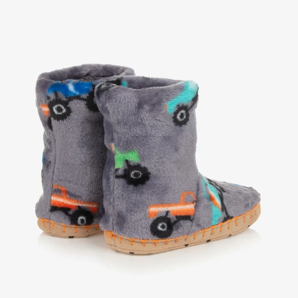 Hatley Slippers|Slippers*Boys Grey Monster Truck Slippers