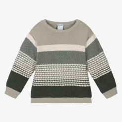 Tutto Piccolo Tops*Boys Grey Stripe Knit Sweater