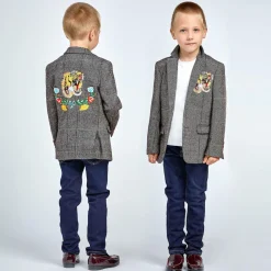 Romano Coats & Jackets*Boys Grey Tweed Tiger Blazer