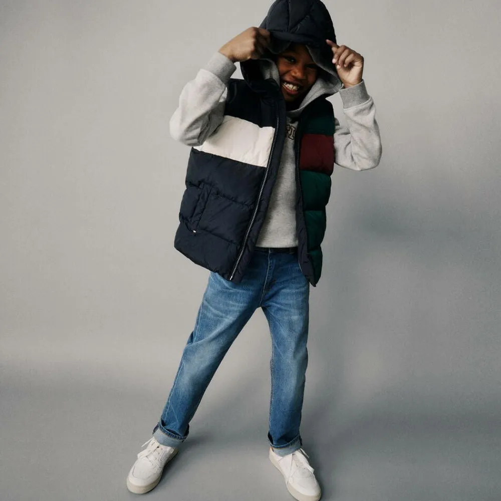 Tommy Hilfiger Tops*Boys Grey Varsity Logo Cotton Hoodie