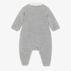 Tartine et Chocolat Babysuits*Boys Grey Velour Babygrow
