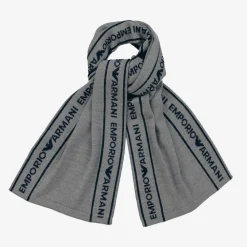 Emporio Armani Scarves*Boys Grey Wool Knit Scarf