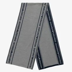 Emporio Armani Scarves*Boys Grey Wool Knit Scarf