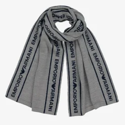 Emporio Armani Scarves*Boys Grey Wool Knit Scarf