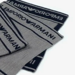 Emporio Armani Scarves*Boys Grey Wool Knit Scarf