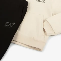 EA7 Emporio Armani Tracksuits*Boys Ivory & Black Cotton Tracksuit