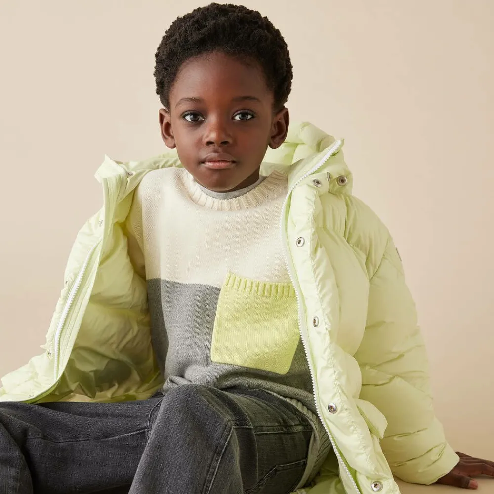 Il Gufo Tops*Boys Ivory & Grey Cotton Knit Sweater