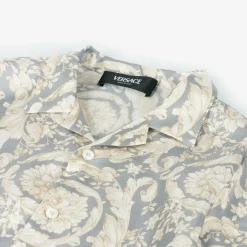 Versace Tops*Boys Ivory & Grey Silk Barocco Shirt