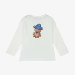 Monnalisa Tops*Boys Ivory Bear Print Cotton Top