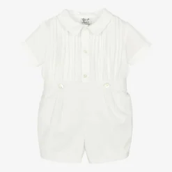 Sarah Louise Outfit Sets|Outfit Sets*Boys Ivory Cotton Buster Suit