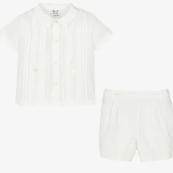 Sarah Louise Outfit Sets|Outfit Sets*Boys Ivory Cotton Buster Suit