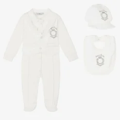 Beau KiD Gifts|Babysuits*Boys Ivory Cotton Crest Babysuit Set