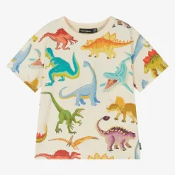 Rock Your Baby Tops*Boys Ivory Cotton Dinosaur T-Shirt