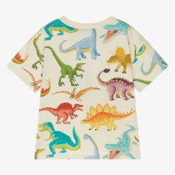 Rock Your Baby Tops*Boys Ivory Cotton Dinosaur T-Shirt