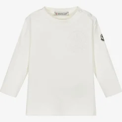 Moncler Enfant Tops*Boys Ivory Cotton Embossed Top