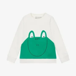 Stella McCartney Kids Tops*Boys Ivory Cotton Frog Sweatshirt