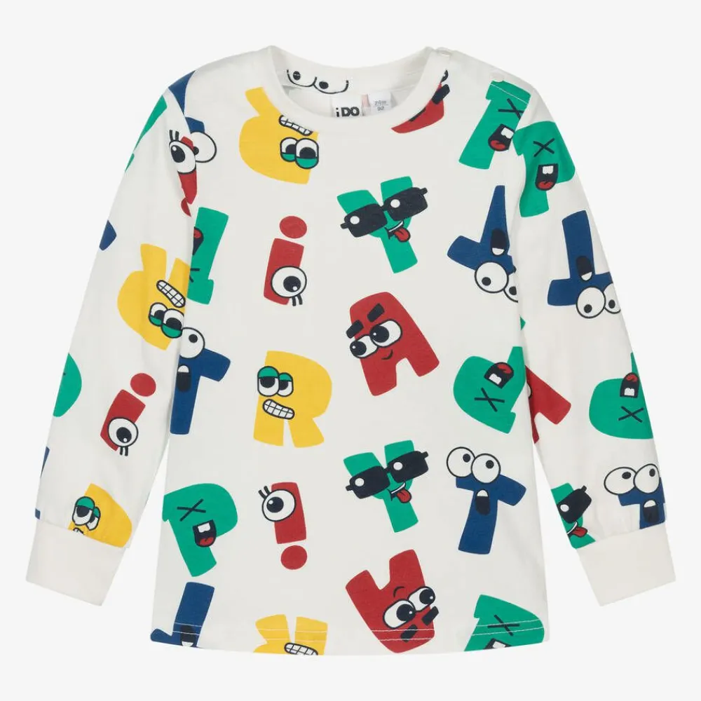 iDO Baby Tops*Boys Ivory Cotton Letters Top