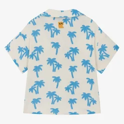 Rock Your Baby Tops*Boys Ivory Cotton Palm Tree Shirt