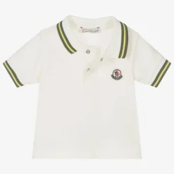 Moncler Enfant Tops*Boys Ivory Cotton Piqué Polo Shirt