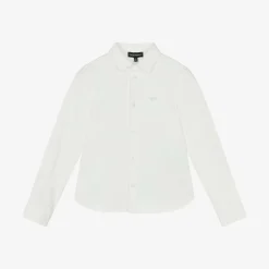 Emporio Armani Tops*Boys Ivory Cotton Piqué Shirt