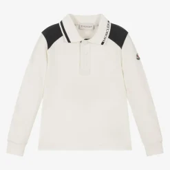 Moncler Enfant Tops*Boys Ivory Cotton Polo Shirt