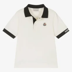 Moncler Enfant Tops*Boys Ivory Cotton Polo Shirt