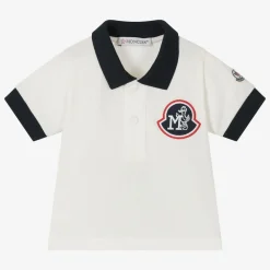 Moncler Enfant Tops*Boys Ivory Cotton Polo Shirt