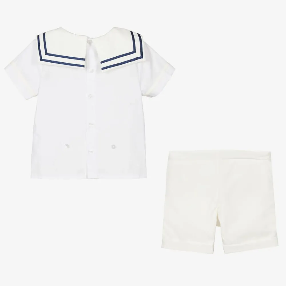 Beatrice amp; George Outfit Sets*Boys Ivory Cotton Sailor Buster Suit
