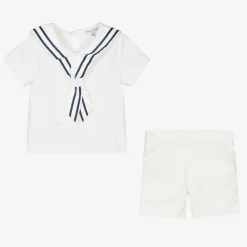Beatrice amp; George Outfit Sets*Boys Ivory Cotton Sailor Buster Suit
