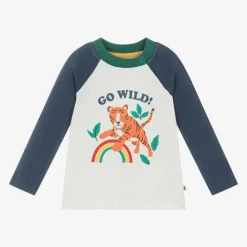 Frugi Tops*Boys Ivory Cotton Tiger Top