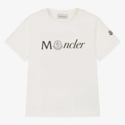 Moncler Enfant Tops*Boys Ivory Cotton T-Shirt