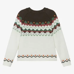 Boboli Tops*Boys Ivory Fair Isle Knitted Sweater