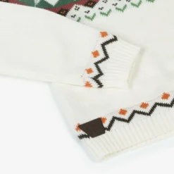 Boboli Tops*Boys Ivory Fair Isle Knitted Sweater
