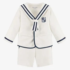 Beatrice amp; George Suits*Boys Ivory Herringbone Sailor Shorts Suit