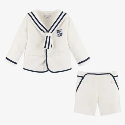 Beatrice amp; George Suits*Boys Ivory Herringbone Sailor Shorts Suit