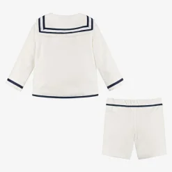 Beatrice amp; George Suits*Boys Ivory Herringbone Sailor Shorts Suit