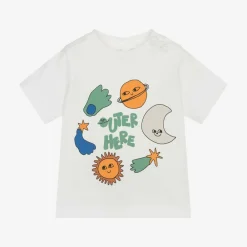 Stella McCartney Kids Tops*Boys Ivory Organic Cotton Slogan T-Shirt