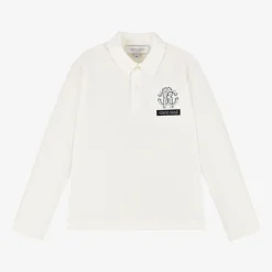 Roberto Cavalli Tops*Boys Ivory RC Monogram Cotton Polo Shirt