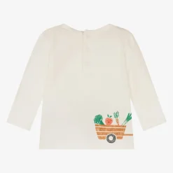 Carrément Beau Tops*Boys Ivory Tractor Print Organic Cotton Top