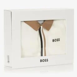 BOSS Babysuits*Boys Ivory Velour Babygrow