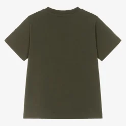 Moncler Enfant Tops*Boys Khaki Green Cotton T-Shirt