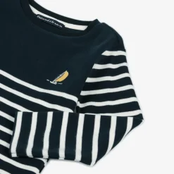 Week-end à la mer Tops*Boys Navy Blue & White Striped Cotton Top