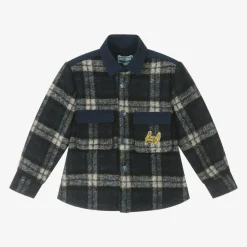 KENZO KIDS Tops*Boys Navy Blue Check Shacket