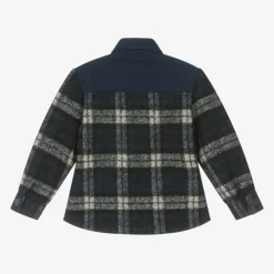 KENZO KIDS Tops*Boys Navy Blue Check Shacket