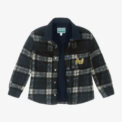 KENZO KIDS Tops*Boys Navy Blue Check Shacket