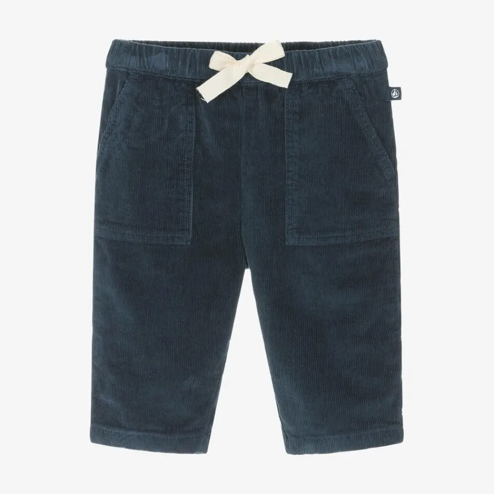 Petit Bateau Trousers*Boys Navy Blue Cotton Corduroy Trousers