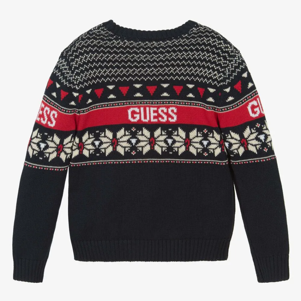 Guess Tops*Boys Navy Blue Cotton Knit Jumper