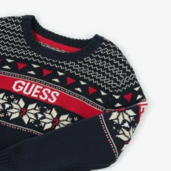 Guess Tops*Boys Navy Blue Cotton Knit Jumper