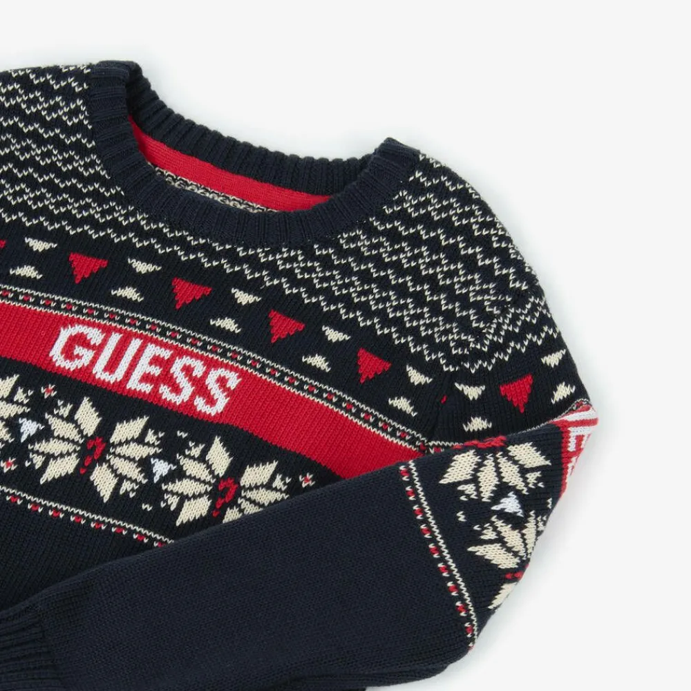Guess Tops*Boys Navy Blue Cotton Knit Jumper