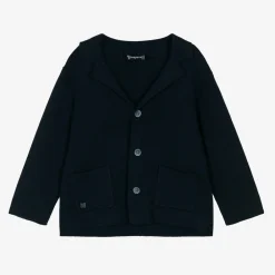 Mayoral Tops*Boys Navy Blue Cotton Knit Cardigan